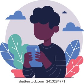a boy playing with phone
