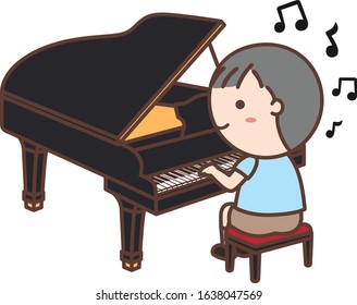 A Boy playing the piano.