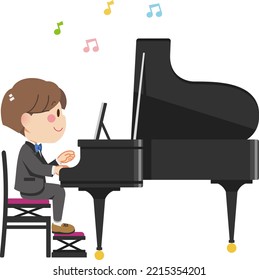  Boy Playing The Piano At The Recital