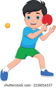 boy playing ping pong cartoon