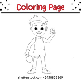 niño jugando ping pong para colorear página para niños y adultos