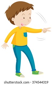 Boy playing rock scissors paper illustration