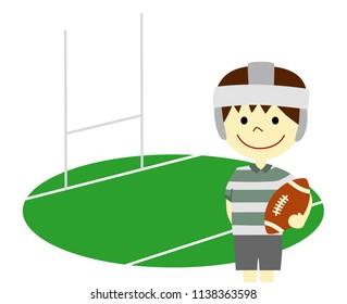 A boy playing rugby