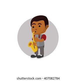 Boy playing saxophone