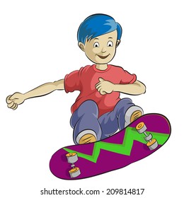 boy playing skateboard