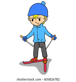 Boy playing ski character style