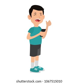 Boy playing with smartphone