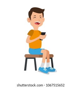 Boy playing with smartphone