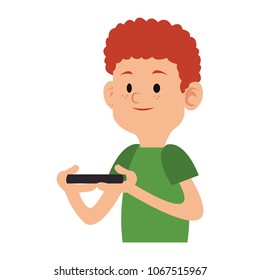 Boy playing with smartphone