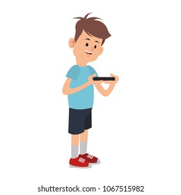 Boy playing with smartphone