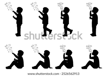 Boy Playing Soap Bubbles silhouette