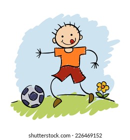 Boy playing soccer