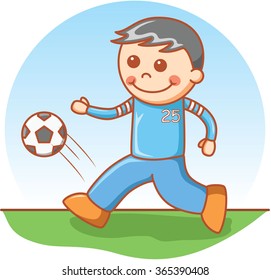 boy playing soccer