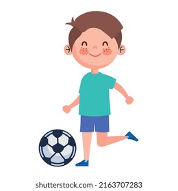 boy playing with soccer balloon