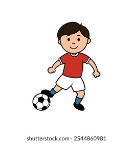 a boy playing soccer character on a white background