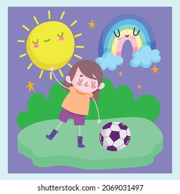 boy playing soccer cute cartoon