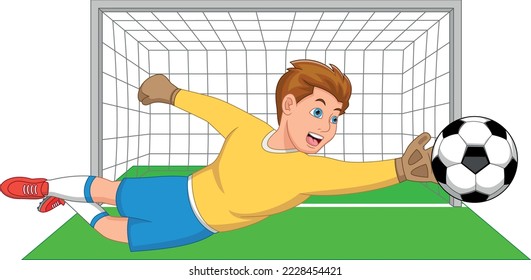 boy playing soccer as a goalkeeper