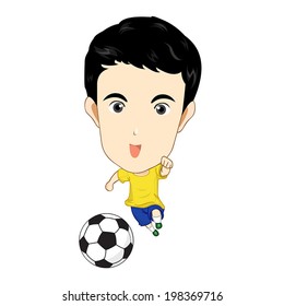 boy playing soccer isolated illustration on white background