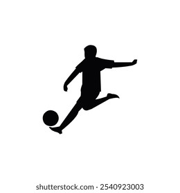 Boy playing soccer isolated o white background. A boy kicking on football.