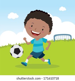 Boy playing soccer. Soccer player.