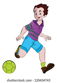 Boy Playing Soccer, vector illustration