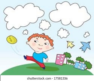 Boy playing socks in summer