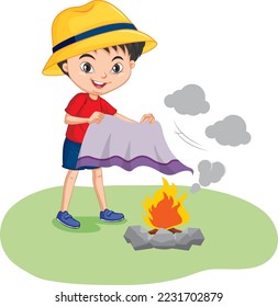 A boy playing SOS smoke