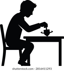 Boy playing spinning top, childhood game, fun.