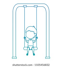 boy playing in swing park playground hanging