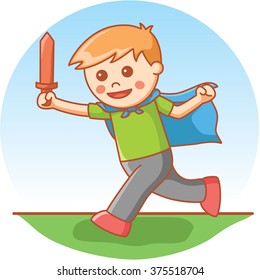 Boy playing sword
