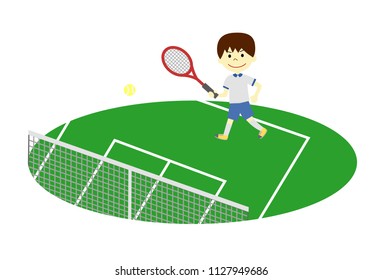 A boy playing tennis