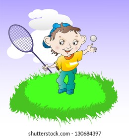 boy playing tennis