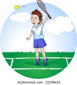 boy playing tennis