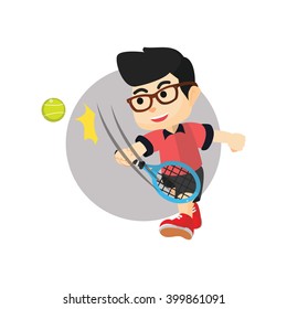 Boy playing tennis ball