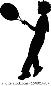 Boy Playing Tennis Silhouette Vector Stock Vector (Royalty Free ...