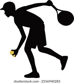 a boy playing tennis, silhouette vector