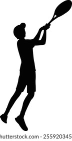 a boy playing tennis, silhouette vector
