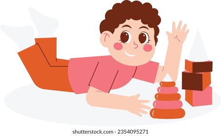 Niño Juega Con Una Ilustración Juguete