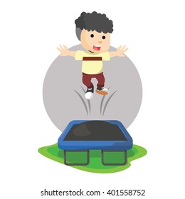 Boy playing trampoline