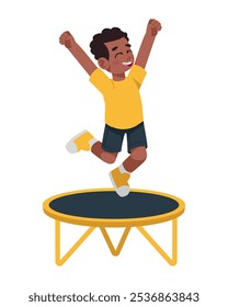 Niño jugando en un trampolín aislado