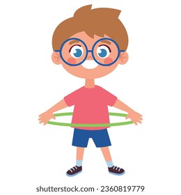 boy playing with ula ula isolated icon
