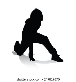boy playing vector silhouette