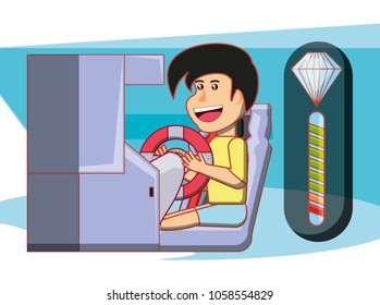 boy playing with video game console