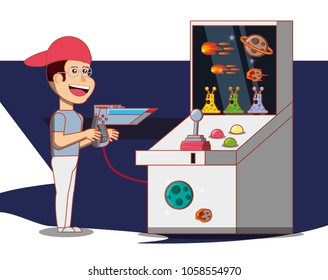 boy playing with video game console