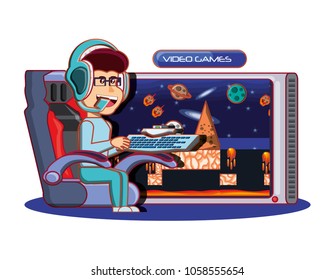 boy playing with video game console