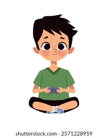 boy playing video game isolated