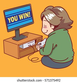 boy playing video games