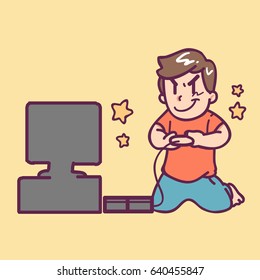 Boy playing video games