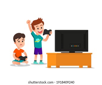 A Boy Playing Video Games With His Friend