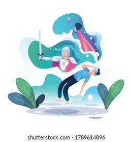 Boy Playing Virtual Reality Illustration 
